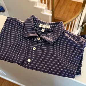 Peter Millar Men's Blue Polo with White Stripes